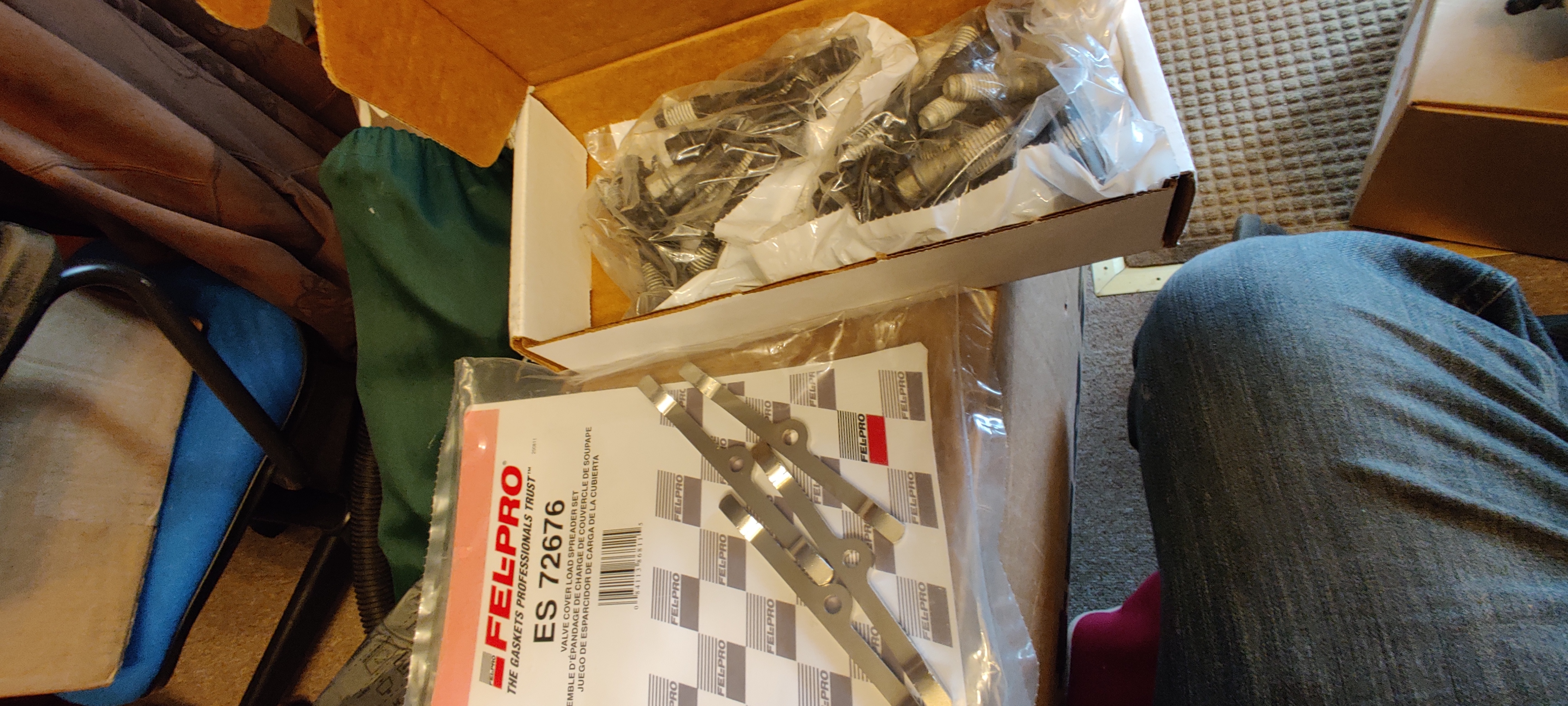 New cylinder head bolts and valve cover load spreaders